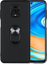 Voor Xiaomi Redmi Note 9S 360 roterende multifunctionele stent PC + TPU-hoes met magnetische onzichtbare houder (zwart)