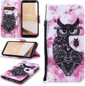 Voor Samsung Galaxy S8 Gekleurde Tekening Patroon Horizontale Flip TPU + PU Lederen Case met Houder & Kaartsleuven & Portemonnee & Lanyard (Uil)