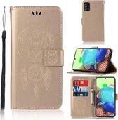 Voor Samsung Galaxy A71 5G Windgong Uil Embossing Patroon Horizontale Flip Leren Case, met Houder & Kaartsleuven & Portemonnee (Goud)