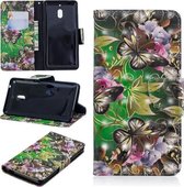 3D Gekleurde Tekening Patroon Horizontale Flip Leren Case voor Nokia 2.1, met Houder & Kaartsleuven & Portemonnee (Groene Vlinder)