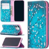 Gekleurde tekening patroon Onzichtbare magnetische horizontale Flip PU lederen tas met houder & kaartsleuven & portemonnee voor iPhone 12 mini (pruimenbloesem)