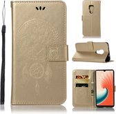 Windgong Uil Embossing Patroon Horizontale Flip lederen tas met houder & kaartsleuven & portemonnee voor Huawei Mate 20 (goud)