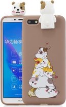 Voor Huawei Y5 (2018) Cartoon schokbestendige TPU beschermhoes met houder (hamsters)