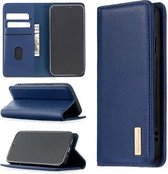 Voor iPhone 12/12 Pro 2 in 1 afneembare magnetische horizontale flip lederen tas met houder & kaartsleuven en portemonnee (blauw)