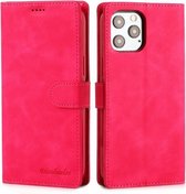 Diaobaolee Pure Fresh Texture Horizontale Flip Leren Case voor iPhone 12/12 Pro, met houder & kaartsleuven & portemonnee & fotolijst (rood)