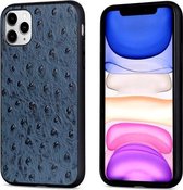 Struisvogelstructuur lederen beschermhoes voor iPhone 12 Pro Max (blauw)