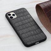 Krokodil textuur lederen beschermhoes voor iPhone 12/12 Pro (zwart)