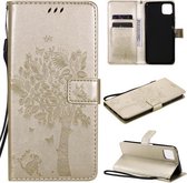 Voor Huawei Enjoy 20 5G Boom & Kat Patroon Geperst Afdrukken Horizontale Flip PU Lederen Case met Houder & Kaartsleuven & Portemonnee & Lanyard (Goud)