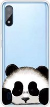 Voor Samsung Galaxy A01 gekleurd tekeningpatroon zeer transparant TPU beschermhoes (panda)
