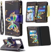 Voor Samsung Galaxy A91 Gekleurde Tekening Patroon Rits Horizontale Flip Lederen Case met Houder & Kaartsleuven & Portemonnee (grote Vlinder)