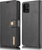 Voor Samsung Galaxy A51 5G DG.MING Crazy Horse Texture Flip afneembare magnetische lederen tas met houder & kaartsleuven & portemonnee (rood)