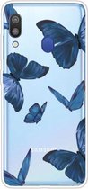 Voor Samsung Galaxy A40 schokbestendig geschilderd TPU beschermhoes (blauwe vlinder)