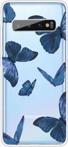 Voor Samsung Galaxy S10 + schokbestendig geverfd TPU beschermhoes (blauwe vlinder)