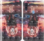 Voor Samsung Galaxy A11 & M11 3D-schilderij Gekleurd tekeningpatroon Horizontaal Flip TPU + PU-lederen hoes met houder & kaartsleuven & portemonnee & lanyard (Dream Lion)