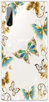 Voor Samsung Galaxy Note 10 gekleurd tekeningpatroon zeer transparant TPU beschermhoes (gouden vlinder)