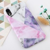 Voor iPhone XR marmeren patroon TPU beschermhoes (roze textuur)