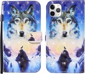 Voor iPhone 11 Pro 3D Geschilderd Patroon Horizontale Leren Flip Case met Houder & Portemonnee & Kaartsleuf & Lanyard (Sunrise Wolf)