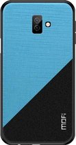 MOFI schokbestendige TPU + pc + stoffen hoes voor Galaxy J6 Plus (blauw)