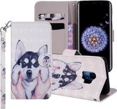 Husky Pattern Gekleurde Tekening Horizontale Leren Flip Case voor Galaxy S9, met Houder & Kaartsleuven & Portemonnee & Lanyard