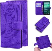 Voor Nokia 1.3 Tiger Embossing Pattern Horizontale Flip Leather Case met houder & kaartsleuven & portemonnee (paars)
