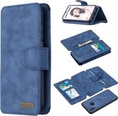 Voor Huawei P Smart (2019) Afneembare Frosted Magnetische Horizontale Flip Leren Case met Kaartsleuven & Houder & Rits Portemonnee & Fotolijst (Blauw)