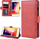 Voor iPhone 8 Plus / 7 Plus Dubbele gesp Crazy Horse Zakelijke mobiele telefoon Holster met kaart Portemonnee Beugelfunctie (rood)