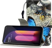 Voor LG V60 Gekleurde tekening Horizontale flip lederen tas met houder & kaartsleuf & portemonnee (een vlinder)