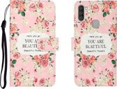 Voor OPPO A11 3D Gekleurde Tekening Horizontale Flip Leren Case met Houder & Kaartsleuf & Portemonnee (Rose Flower)