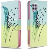 Voor Huawei P40 Lite Gekleurde Tekening Patroon Horizontale Flip Leren Case met Houder & Kaartsleuven & Portemonnee (Veer)
