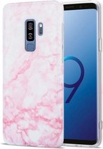 Voor Samsung Galaxy S9 + TPU glanzend marmeren patroon IMD beschermhoes (lichtroze)