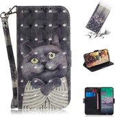 Voor Nokia 3.4 3D Gekleurde Tekening Horizontale Flip Leren Case met Houder & Kaartsleuven & Portemonnee & Lanyard (Hug Cat)