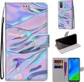 Voor Huawei P smart 2020 Gekleurde Tekening Cross Textuur Horizontale Flip PU Lederen Case met Houder & Kaartsleuven & Portemonnee & Lanyard (Fluorescerende Watertextuur)