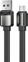 Remax RC-154m 2,4 A Micro USB Platinum Pro oplaadgegevenskabel, lengte: 1 m (zwart)