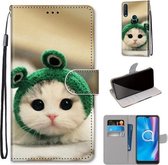 Voor Alcatel 1SE 2020 Gekleurde Tekening Cross Textuur Horizontale Flip PU Lederen Case met Houder & Kaartsleuven & Portemonnee & Lanyard (Frog Kitten)