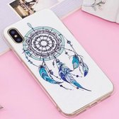 Voor iPhone X / XS Noctilucent IMD Feather Pattern Soft TPU Back Case Protector Cover