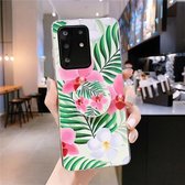 Voor Galaxy S20 Plus Smooth Flower Series IMD TPU Case met opvouwbare houder (Phalaenopsis KH2)