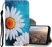 Voor Huawei Honor 9X Lite Gekleurde Tekening Patroon Horizontale Flip Lederen Case met Houder & Kaartsleuven & Portemonnee (grote Chrysanthemum)