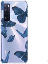 Voor Huawei nova 7 Pro 5G schokbestendig geverfd TPU beschermhoes (blauwe vlinder)