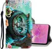 Voor Galaxy S10 Plus 3D Gekleurde Tekening Horizontale Flip PU Leren Case met Houder & Kaartsleuven & Portemonnee (Groene Ogen)