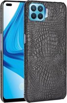 Voor OPPO F17 Pro / A93 / Reno4 Lite / Reno4 F Schokbestendige krokodiltextuur PC + PU-hoes (zwart)