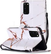 Voor Galaxy A51 Geschilderd Patroon Horizontale Flip Leren Case met Houder & Kaartsleuven & Portemonnee (Witgoud Marmer)
