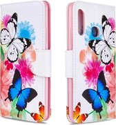 Voor Galaxy A70e Gekleurde tekening patroon Horizontale flip lederen tas met houder & kaartsleuven & portemonnee (vlinder)