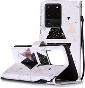 Voor Galaxy S20 Ultra Geschilderd Patroon Horizontale Flip Leren Case met Houder & Kaartsleuven & Portemonnee (Driehoek Marmer)
