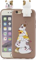 Voor iPhone 6 Plus Cartoon schokbestendige TPU-beschermhoes met houder (hamsters)