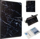 Voor iPad 4/3/2 Gekleurd tekeningpatroon Horizontaal Flip PU-lederen hoes met houder en kaartsleuven (zwart marmer)
