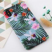 Voor iPhone X / XS Bloempatroon TPU Protecitve-hoesje (groene achtergrondbloem)