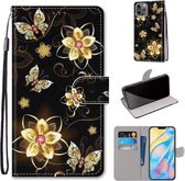 Gekleurde tekening Cross Texture Horizontale Flip PU lederen tas met houder & kaartsleuven & portemonnee & lanyard voor iPhone 12 Pro Max (Gold Diamond Butterfly)