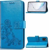 Voor Galaxy Note10 Lite / A81 / M60s Lucky Clover Pressed Flowers Pattern Leather Case met houder & kaartsleuven & portemonnee & draagriem (blauw)