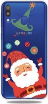 Voor Galaxy A40 Trendy schattig kerstpatroon doorzichtig TPU beschermhoes (bal kerstman)