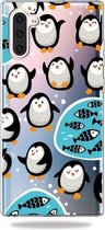 Mode Zachte TPU Case 3D Cartoon Transparante Zachte Siliconen Cover Telefoon Gevallen Voor Galaxy Note10 (Penguin)